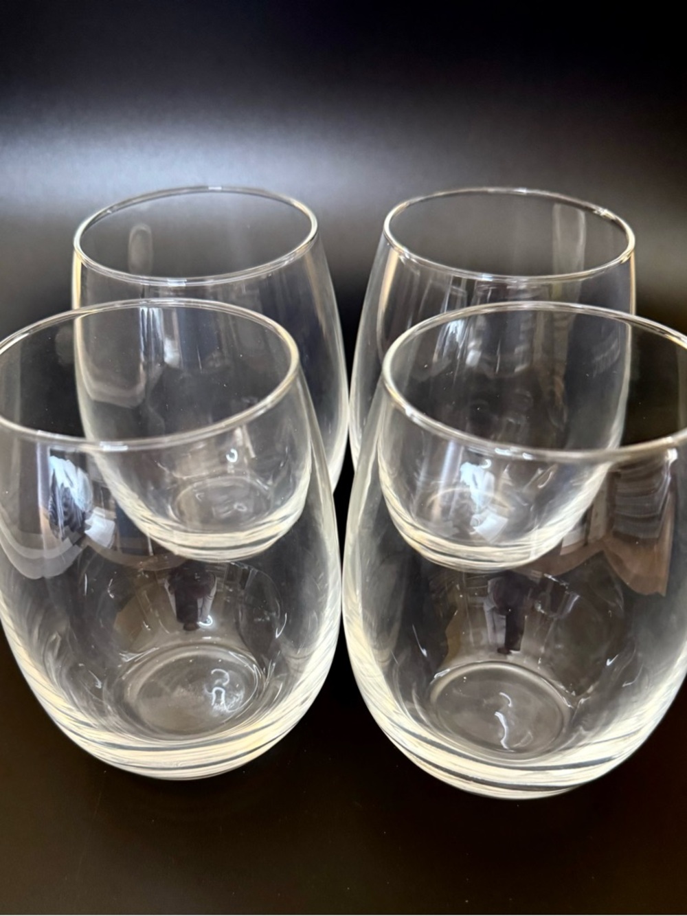 New Set of 4 Clear Stemless 15 oz Luminarc Wine Glasses